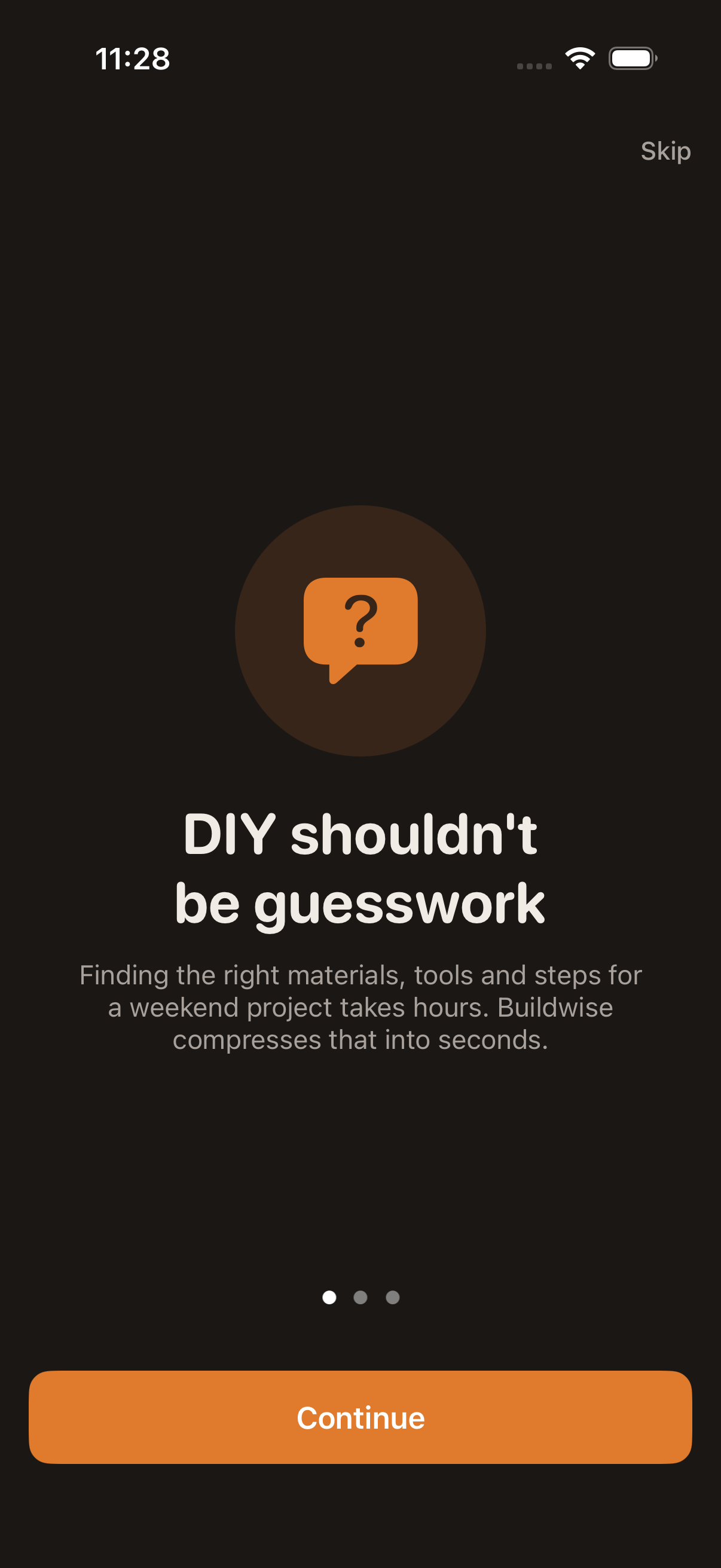 Onboarding screen