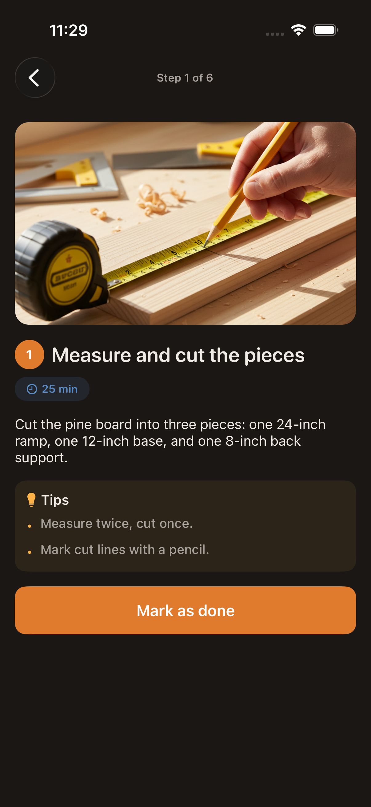 Step-by-step swipeable instructions
